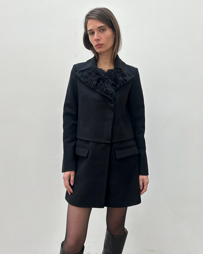 Pinko Faux Fur Wool Coat