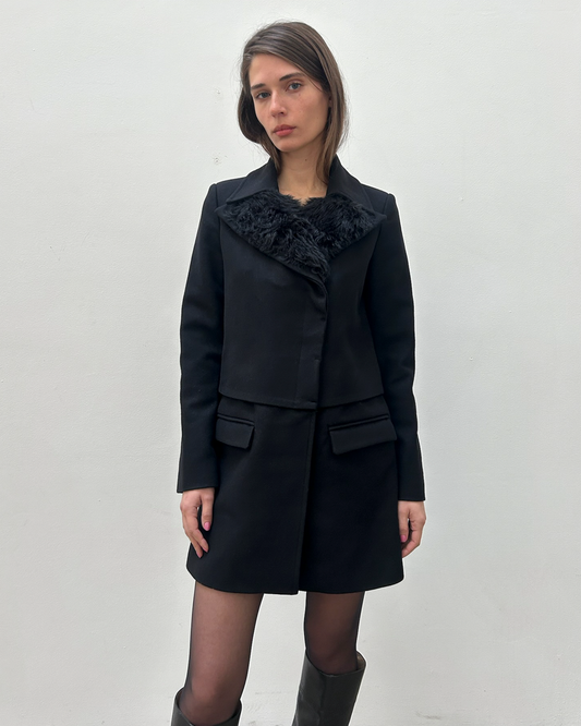 Pinko Faux Fur Wool Coat