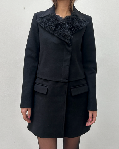Pinko Faux Fur Wool Coat
