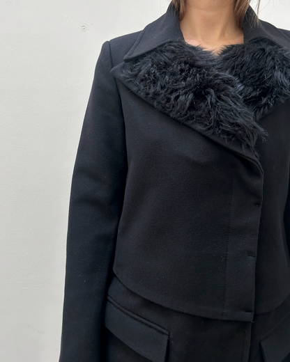Pinko Faux Fur Wool Coat
