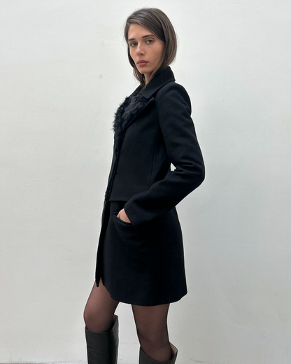 Pinko Faux Fur Wool Coat