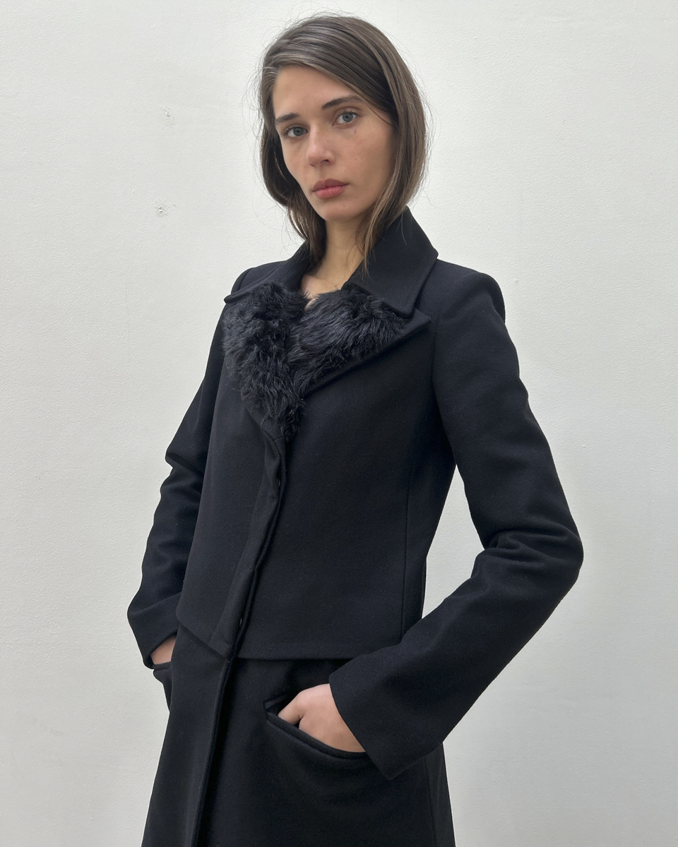 Pinko Faux Fur Wool Coat