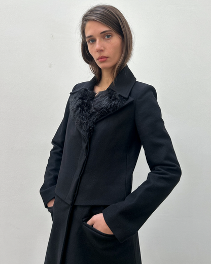 Pinko Faux Fur Wool Coat