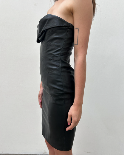 Paola Frani Strapless Leather Dress