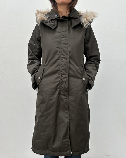 Costume National Hooded Faux-Fur Trim Padded Coat