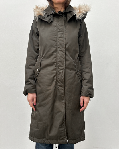 Costume National Hooded Faux-Fur Trim Padded Coat