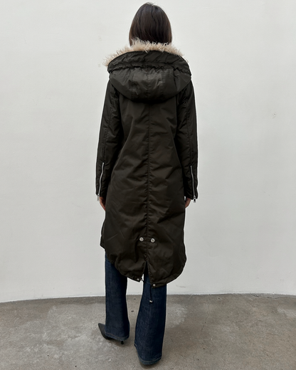 Costume National Hooded Faux-Fur Trim Padded Coat