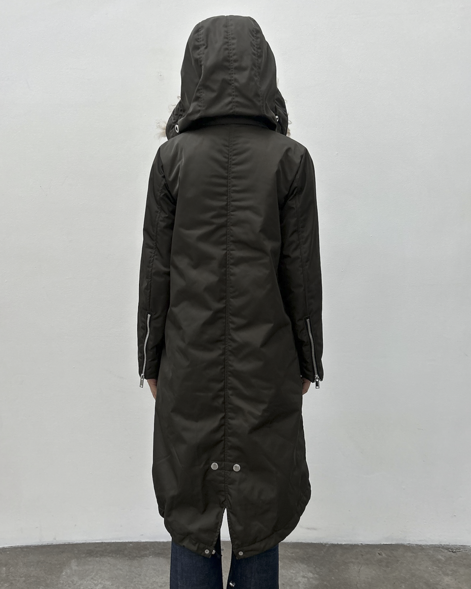 Costume National Hooded Faux-Fur Trim Padded Coat