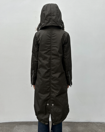 Costume National Hooded Faux-Fur Trim Padded Coat