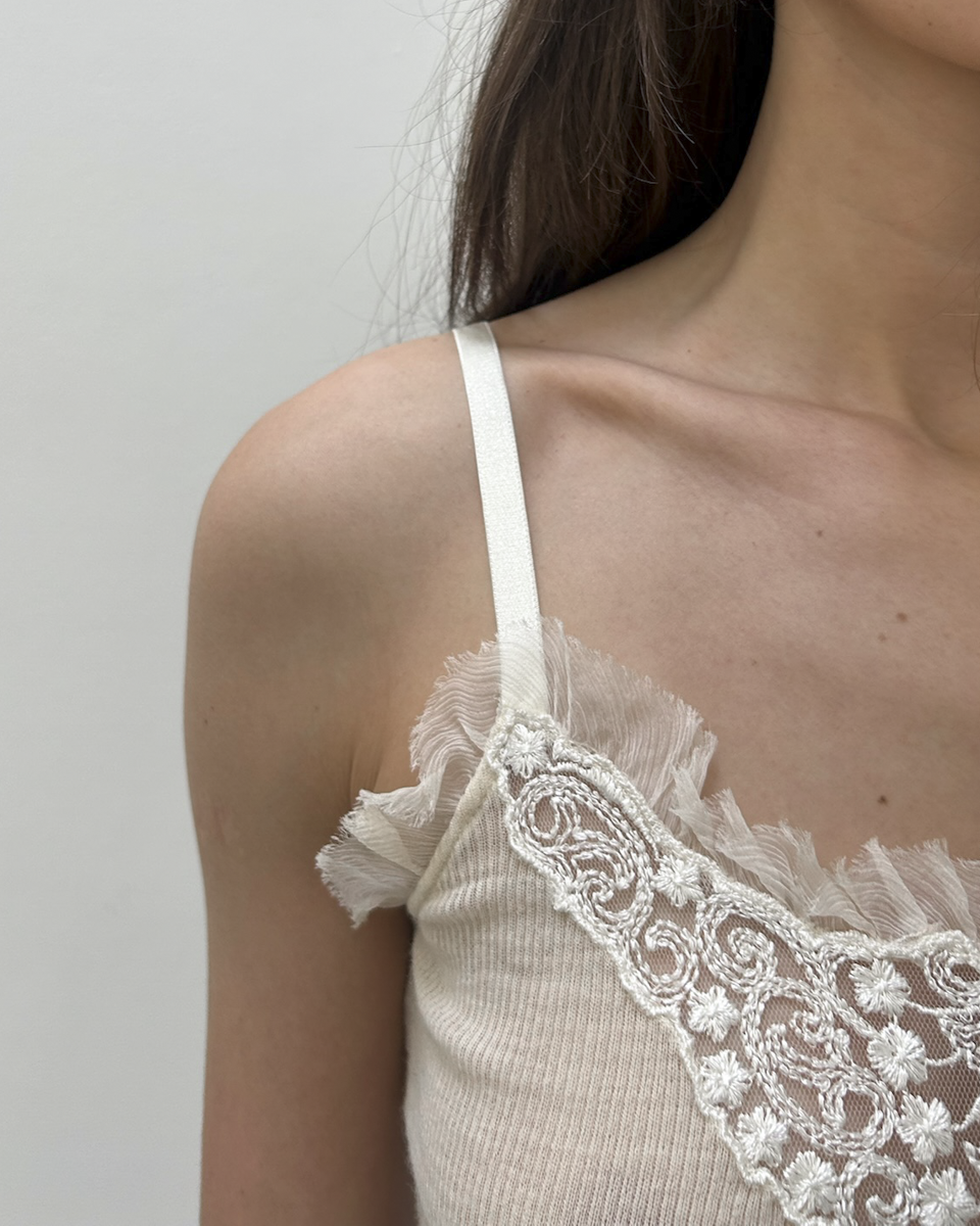 Scervino Street Lace-Trim Ribbed Camisole