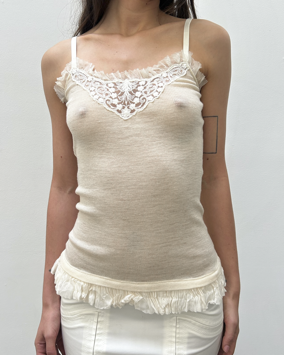 Scervino Street Lace-Trim Ribbed Camisole