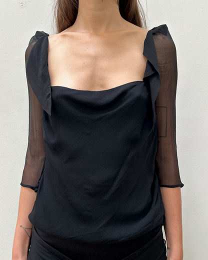Gucci SS2006 Ruffle-Shoulder Silk Blouse