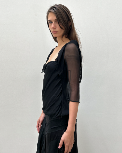 Gucci SS2006 Ruffle-Shoulder Silk Blouse