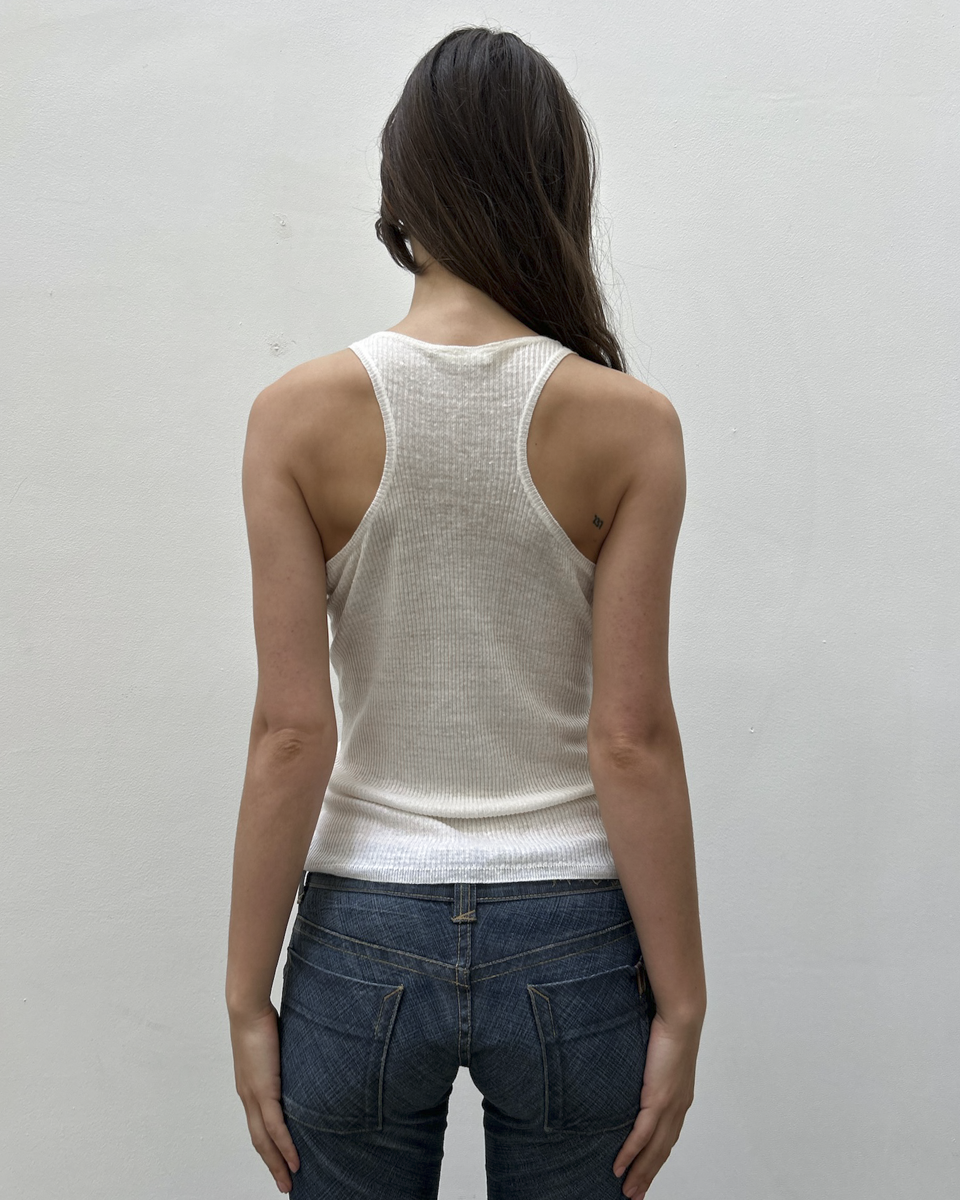 Chloé by Philo Philo SS2004 Silk Ruffle Ribbed Tank