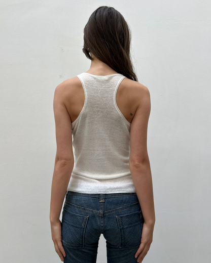 Chloé by Philo Philo SS2004 Silk Ruffle Ribbed Tank