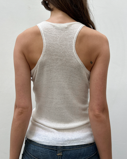 Chloé by Philo Philo SS2004 Silk Ruffle Ribbed Tank
