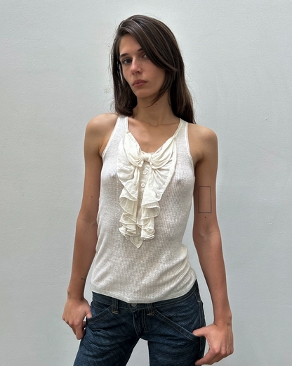 Chloé by Philo Philo SS2004 Silk Ruffle Ribbed Tank