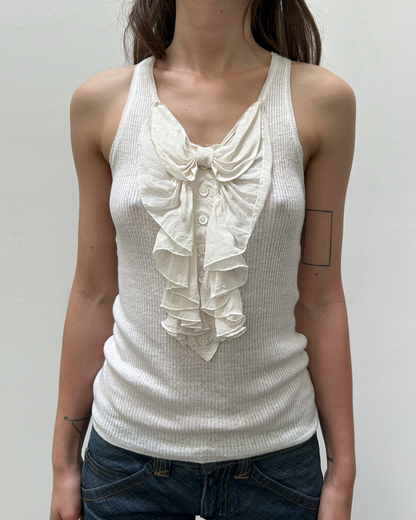 Chloé by Philo Philo SS2004 Silk Ruffle Ribbed Tank