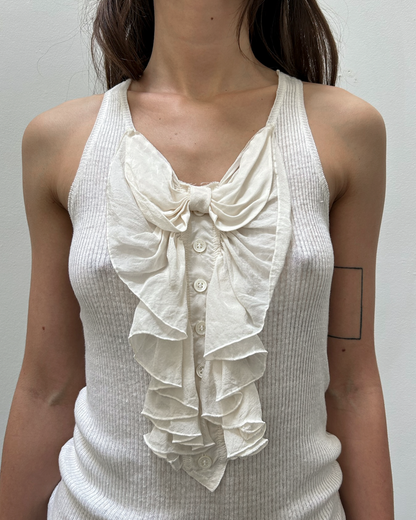 Chloé by Philo Philo SS2004 Silk Ruffle Ribbed Tank