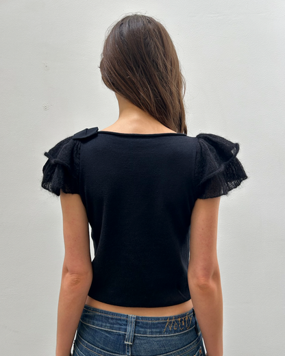 RED Valentino Ruffle & Bow Sleeve Top