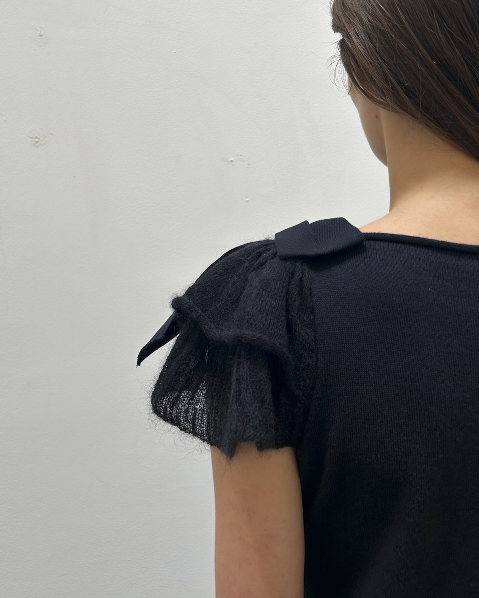 RED Valentino Ruffle & Bow Sleeve Top