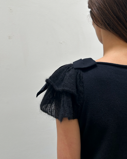 RED Valentino Ruffle & Bow Sleeve Top
