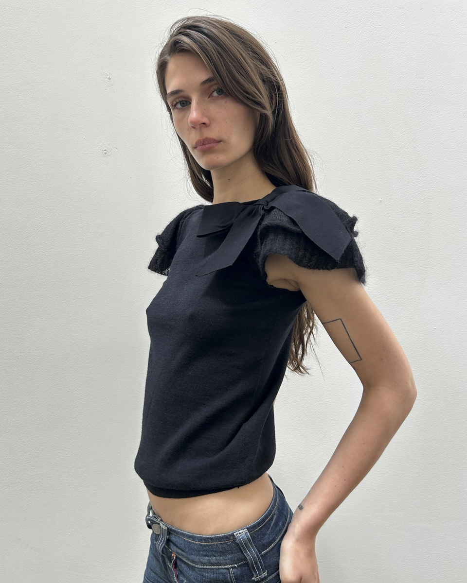 RED Valentino Ruffle & Bow Sleeve Top
