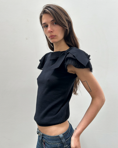 RED Valentino Ruffle & Bow Sleeve Top