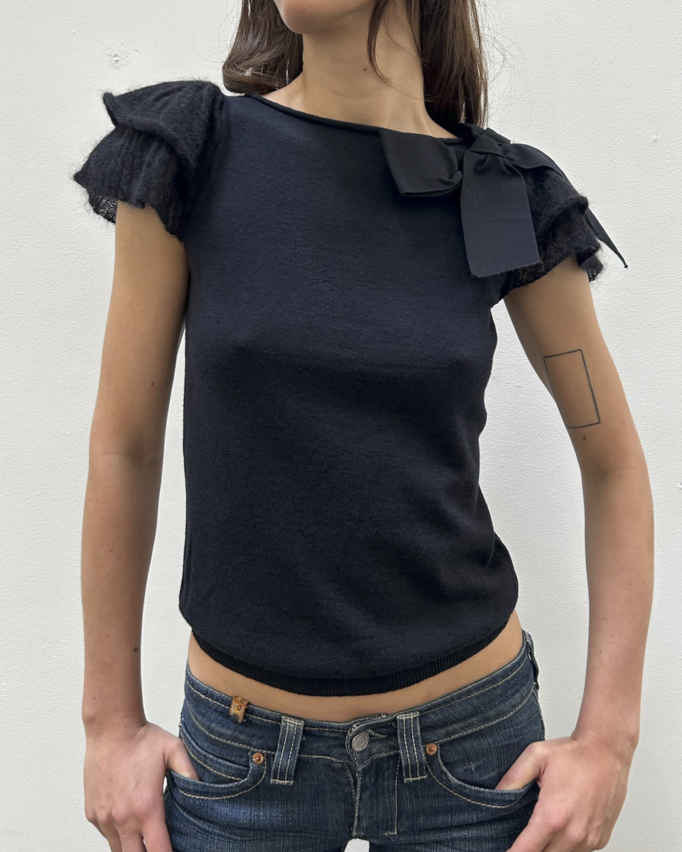 RED Valentino Ruffle & Bow Sleeve Top