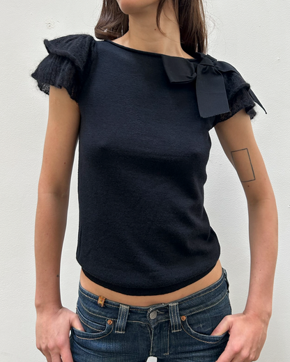 RED Valentino Ruffle & Bow Sleeve Top