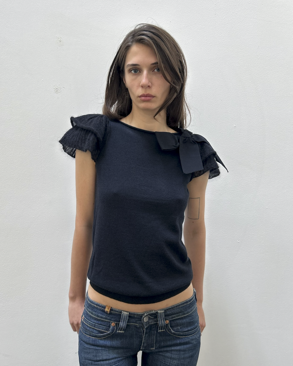 RED Valentino Ruffle & Bow Sleeve Top
