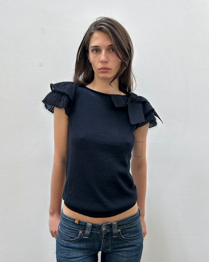 RED Valentino Ruffle & Bow Sleeve Top