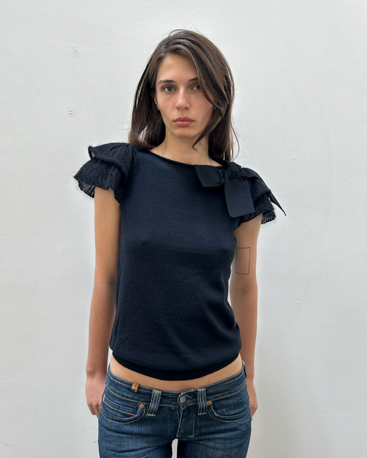 RED Valentino Ruffle & Bow Sleeve Top