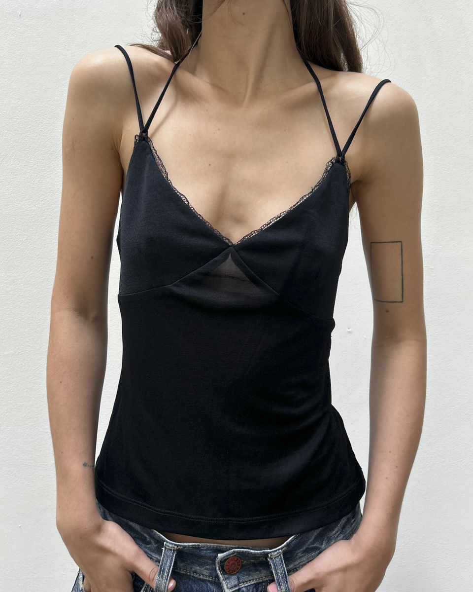 Parallel Lace Trim Tank
