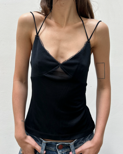 Parallel Lace Trim Tank