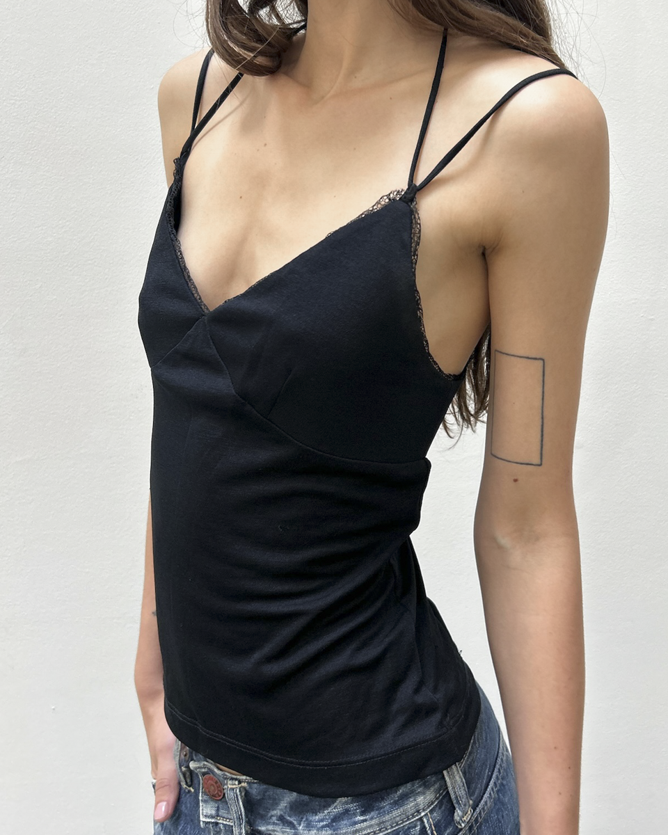Parallel Lace Trim Tank