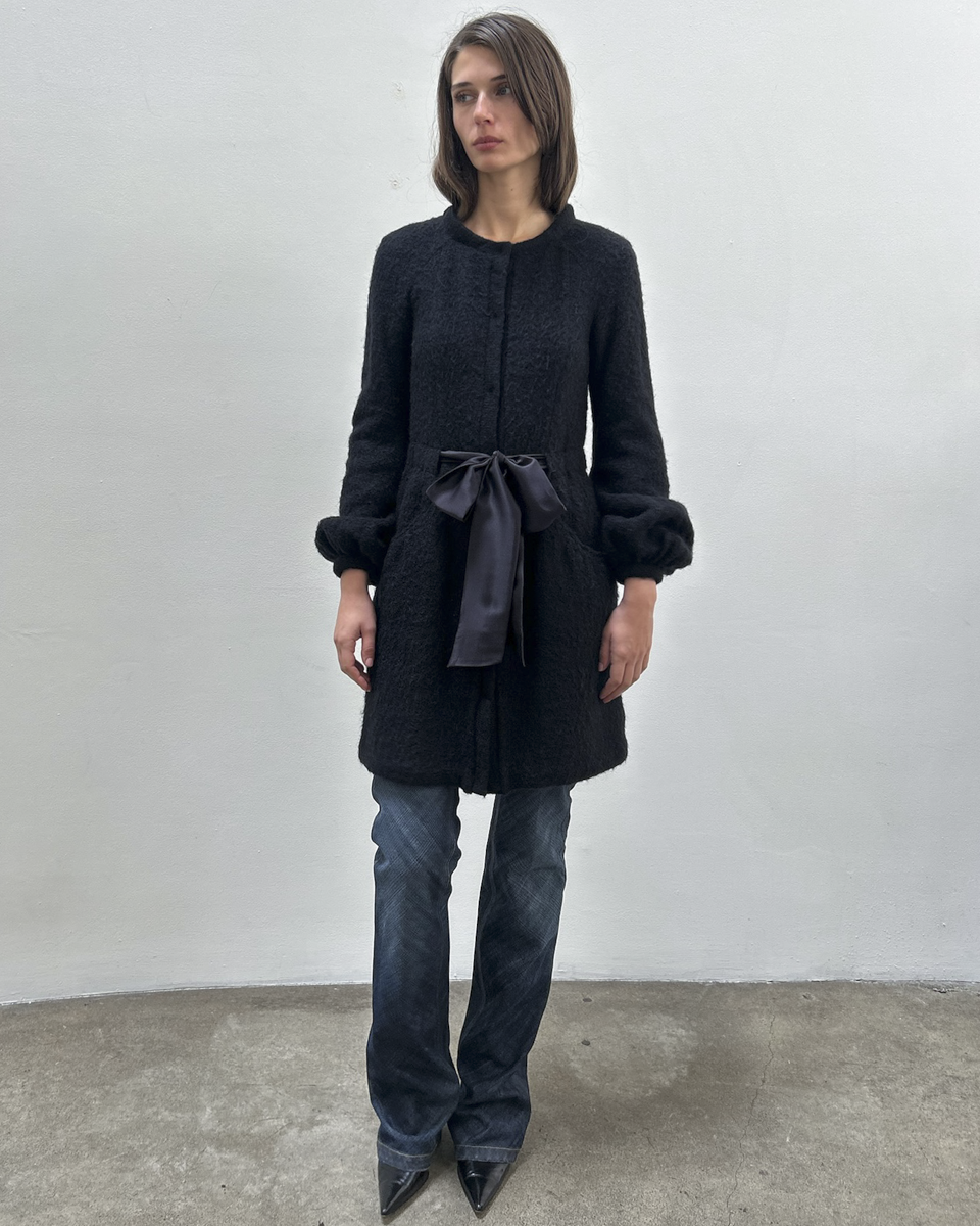 Paola Frani Knit Coat with Silk Sash