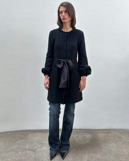 Paola Frani Knit Coat with Silk Sash