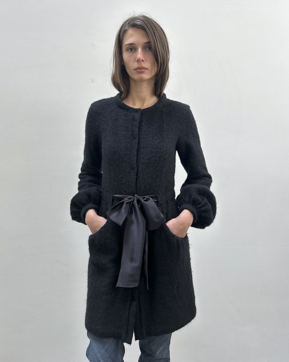 Paola Frani Knit Coat with Silk Sash