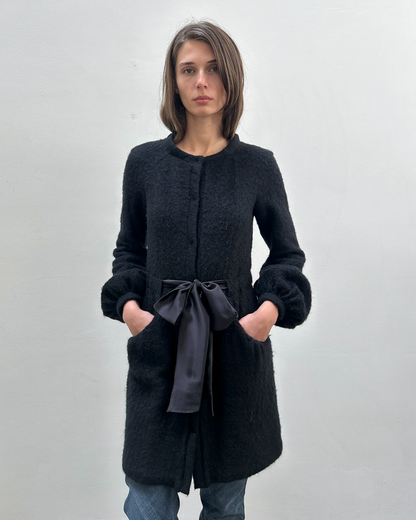 Paola Frani Knit Coat with Silk Sash