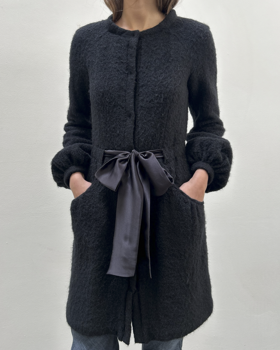 Paola Frani Knit Coat with Silk Sash