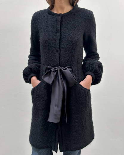 Paola Frani Knit Coat with Silk Sash