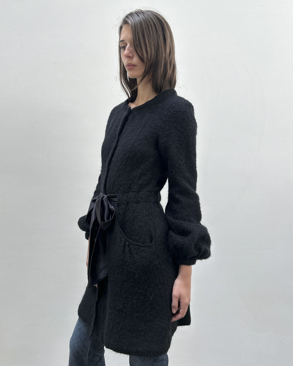 Paola Frani Knit Coat with Silk Sash