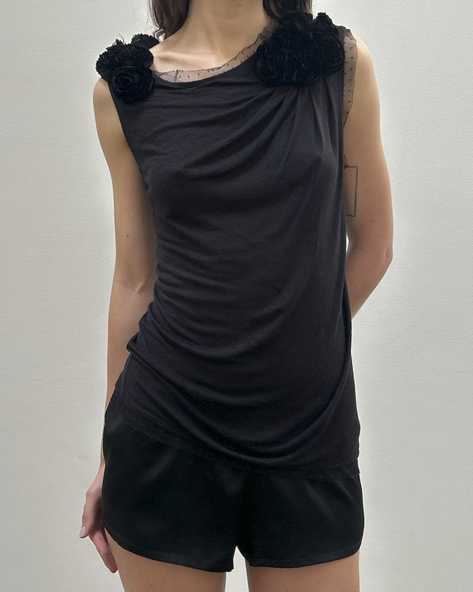 Valentino Rosette Mesh Top