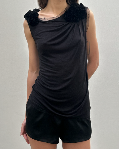 Valentino Rosette Mesh Top