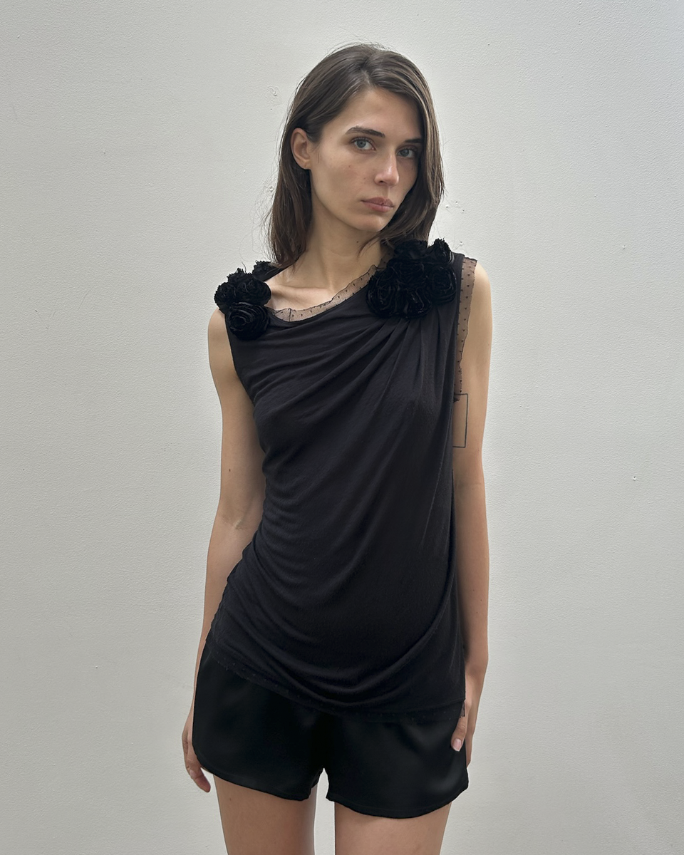 Valentino Rosette Mesh Top