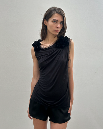 Valentino Rosette Mesh Top