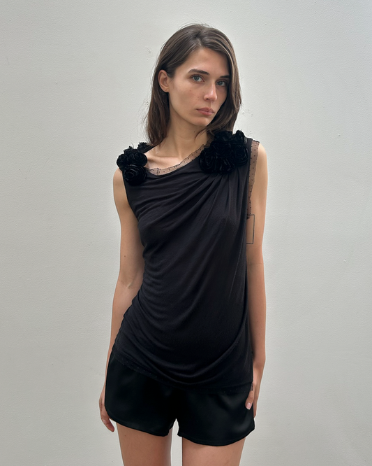 Valentino Rosette Mesh Top