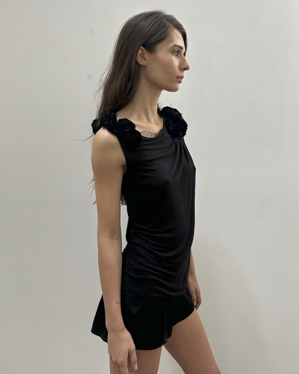 Valentino Rosette Mesh Top