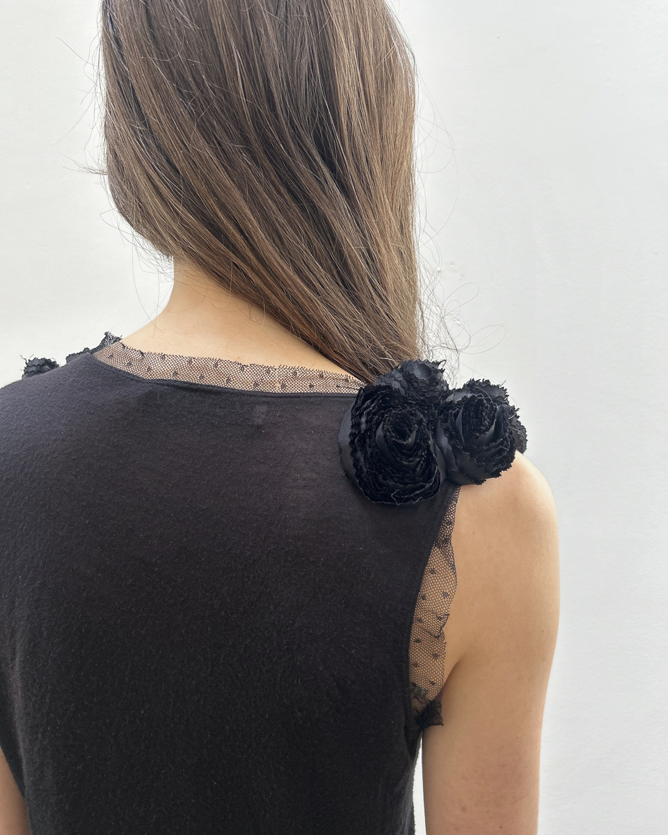 Valentino Rosette Mesh Top